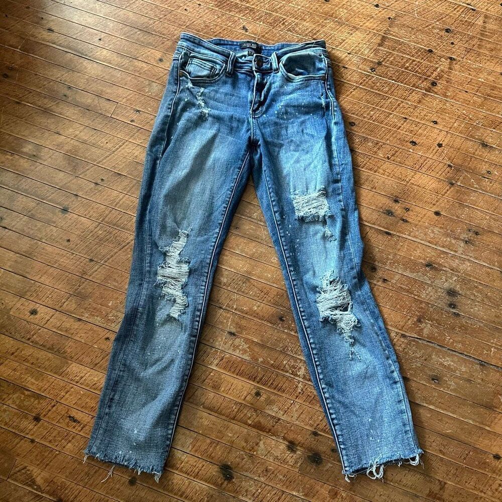 Judy Blue Boyfriend Slouchy Distressed Stretchy 5/27 Boutique Jeans